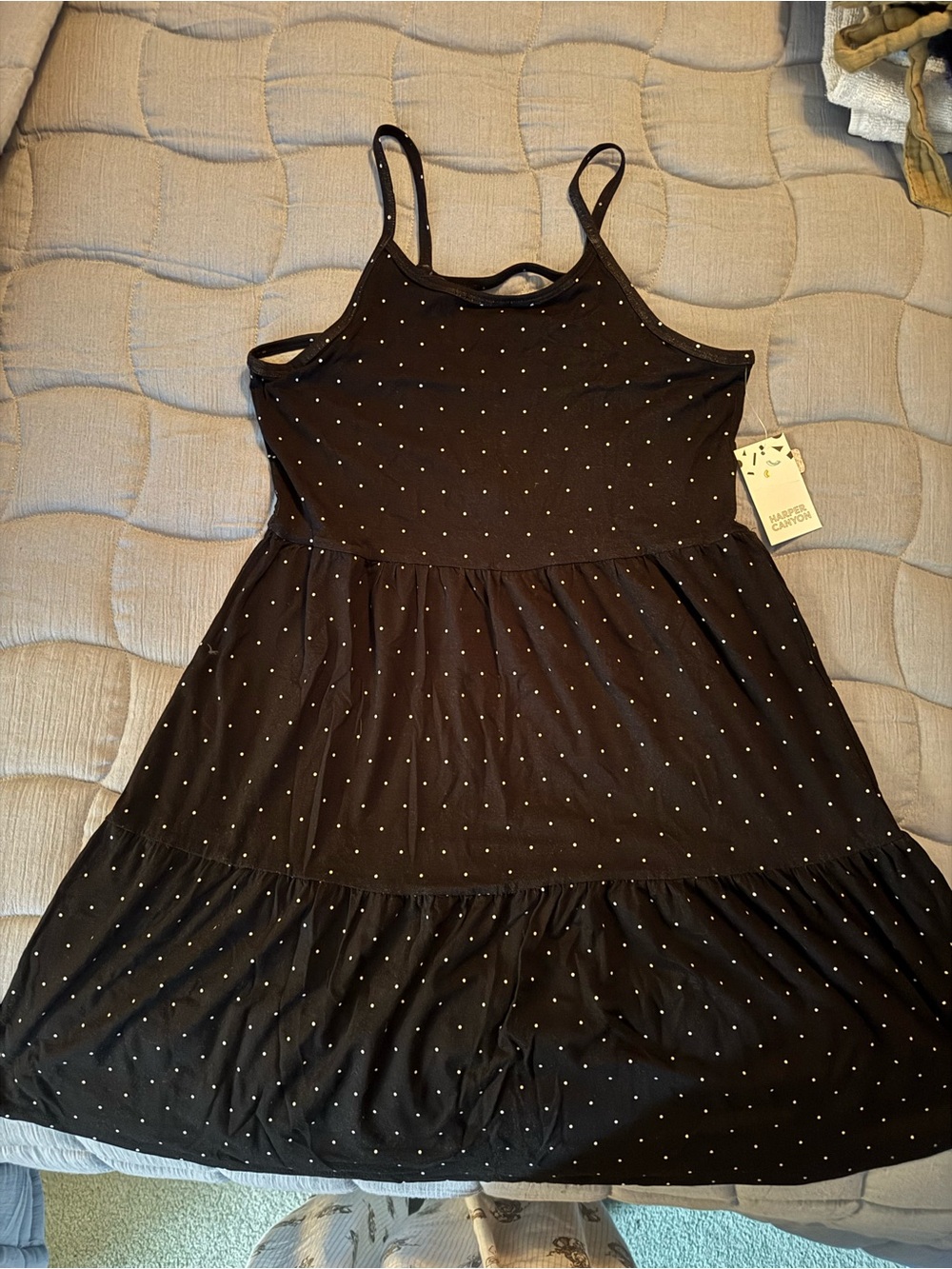 Harper Canyon Black Dress with White Polka Dots